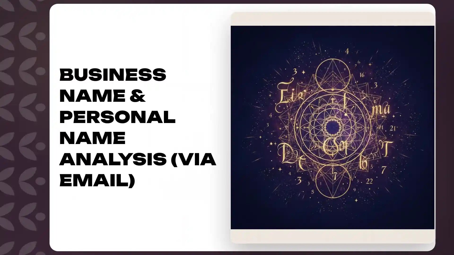 Business Name & Personal Name Analysis (via email) by@Outfy